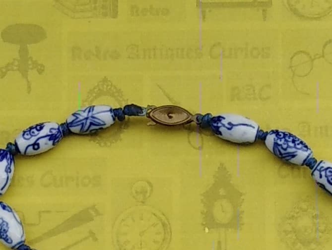 Vintage Chinese Blue & White Porcelain Bead Necklace